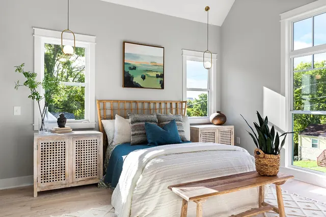 Primary bedroom with large windows at 1108 Lenore St, Nashville, TN 37206