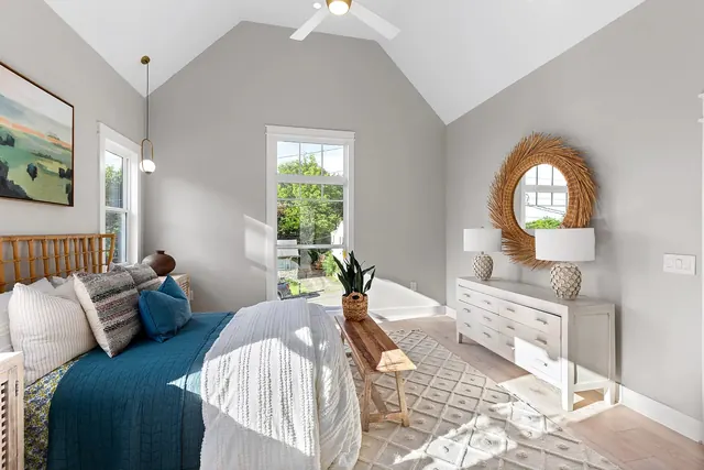 Primary bedroom with vaulted ceiling at 1108 Lenore St, Nashville, TN 37206