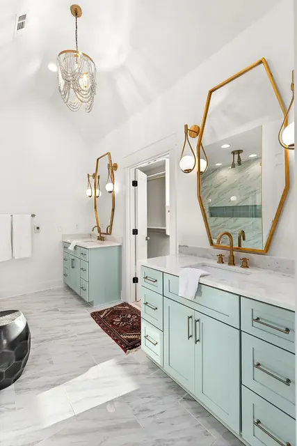 Primary bathroom with dual vanities at 1108 Lenore St, Nashville, TN 37206