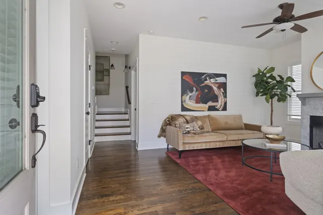 Living room from front entry at 1708 B 4th Ave N, Nashville, TN 37208