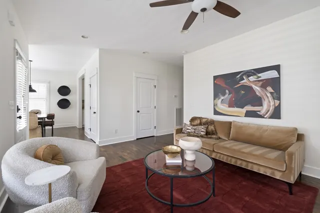 Living room with hardwood floors at 1708 B 4th Ave N, Nashville, TN 37208