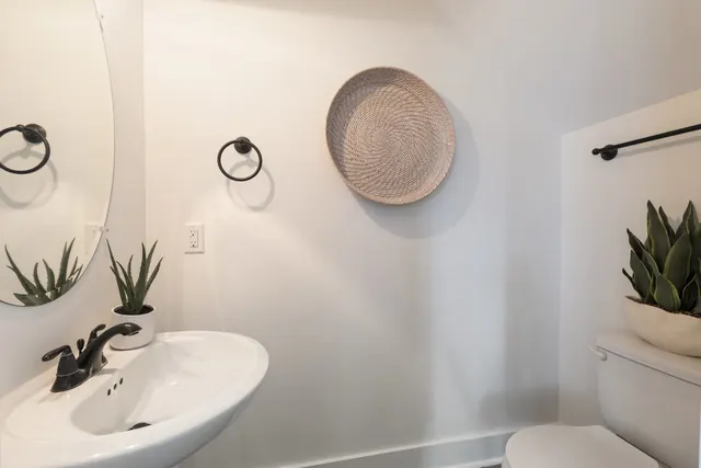 Powder room with pedestal sink at 1708 B 4th Ave N, Nashville, TN 37208