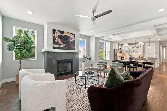 Living room with fireplace