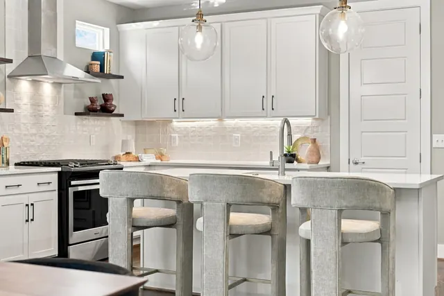 Kitchen island with barstools at 2216 Sadler Ave, B, Nashville, TN 37210
