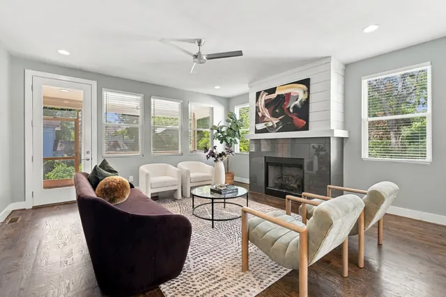 Living room with fireplace at 2216 Sadler Ave, B, Nashville, TN 37210