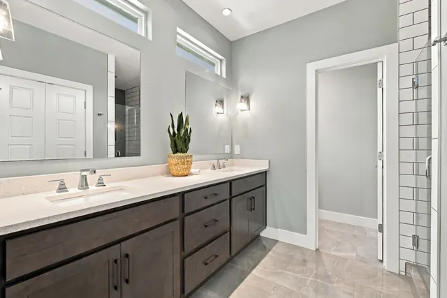 Primary bath with double vanity at 2216 Sadler Ave, B, Nashville, TN 37210