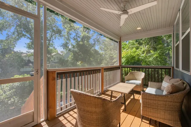 Screened porch with seating at 2216 Sadler Ave, B, Nashville, TN 37210