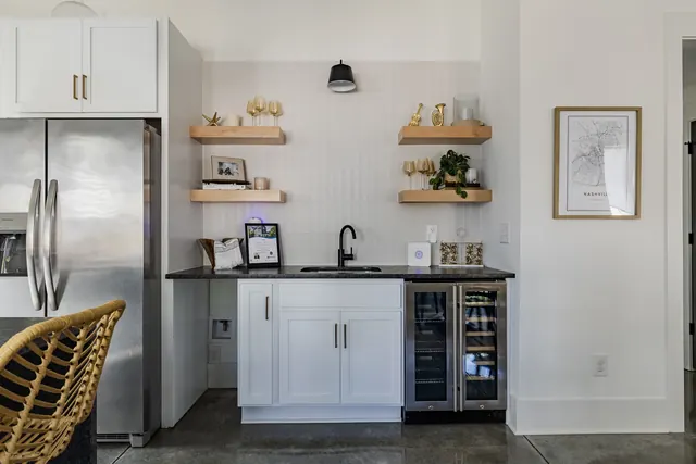 Wet bar with beverage cooler at 505 Croley Dr, Nashville, TN 37209