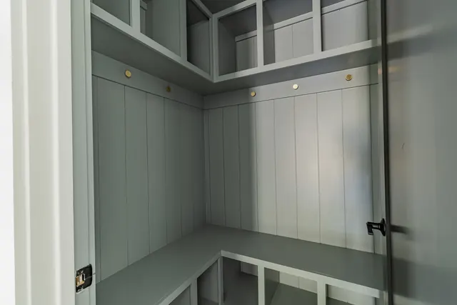 Built-in mudroom cubbies and bench at 505 Croley Dr, Nashville, TN 37209