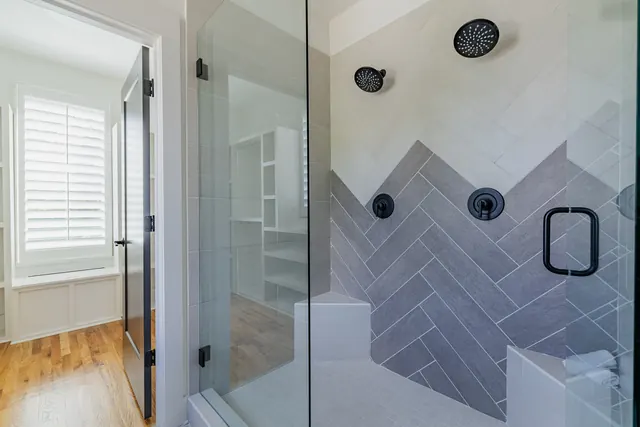 Walk-in shower with dual showerheads at 505 Croley Dr, Nashville, TN 37209