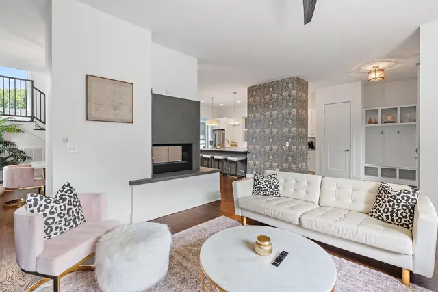 Living room with modern fireplace at 603 S 20th St, Nashville, TN 37206