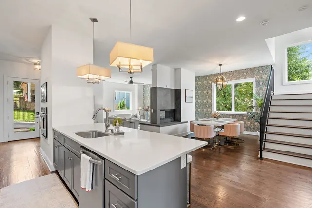 Kitchen island and open living area at 603 S 20th St, Nashville, TN 37206