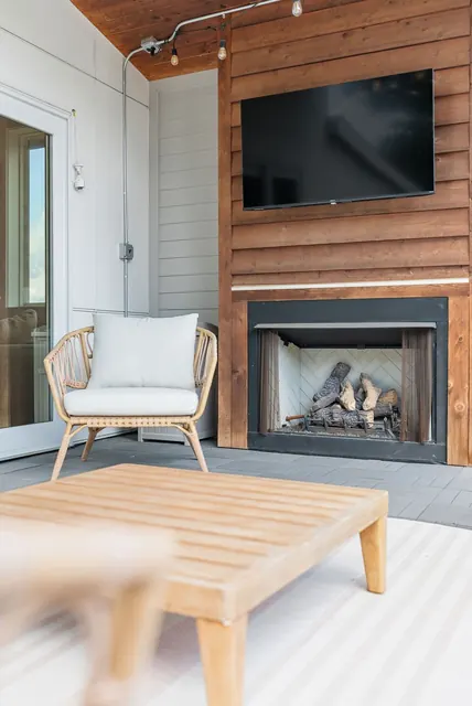 Outdoor fireplace and television at 603 S 20th St, Nashville, TN 37206